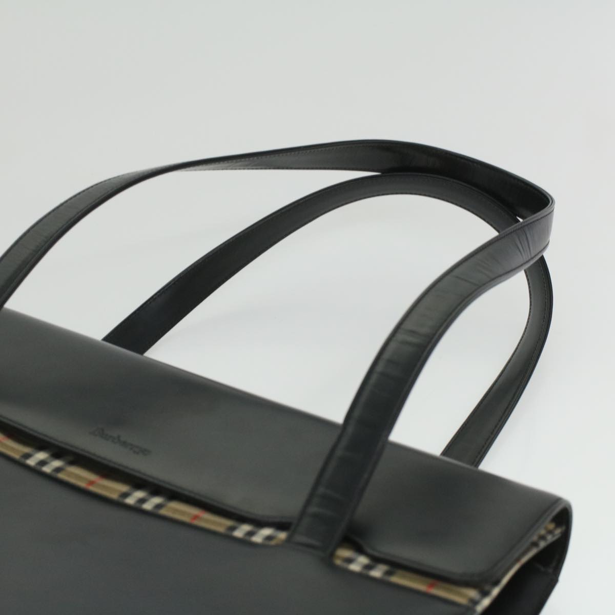 Burberrys Shoulder Bag Leather Black Auth 36689