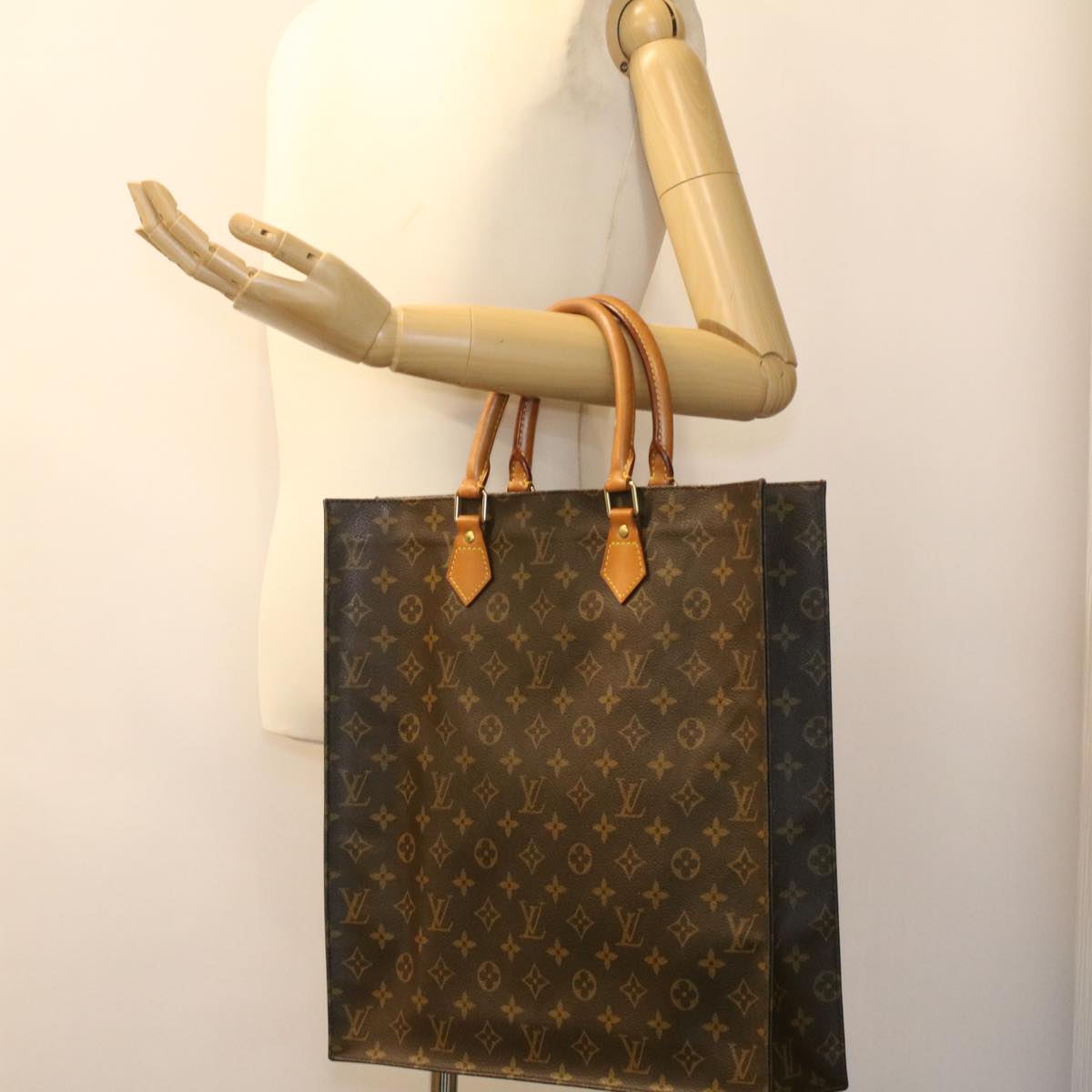 LOUIS VUITTON Monogram Sac Plat Hand Bag M51140 LV Auth 36698