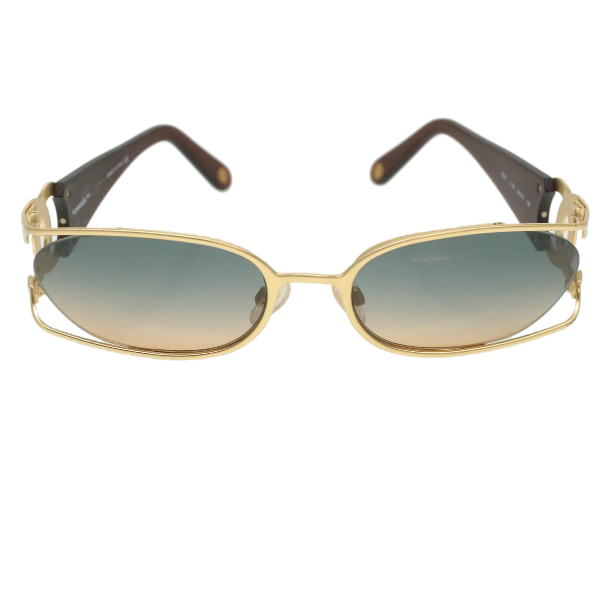 GUCCI Sunglasses Platstick Gold Brown Auth 36713 - 0