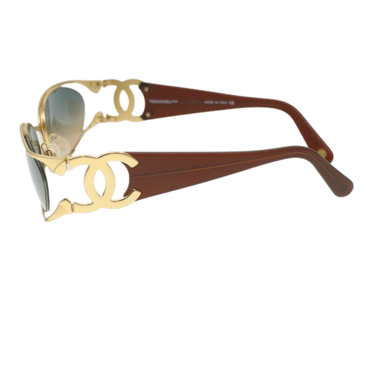 GUCCI Sunglasses Platstick Gold Brown Auth 36713