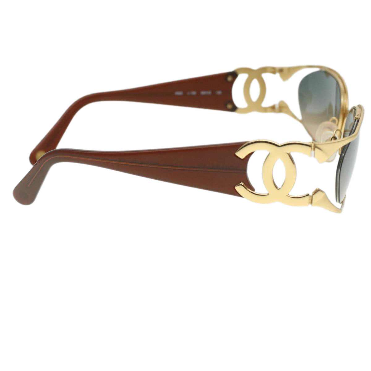 GUCCI Sunglasses Platstick Gold Brown Auth 36713