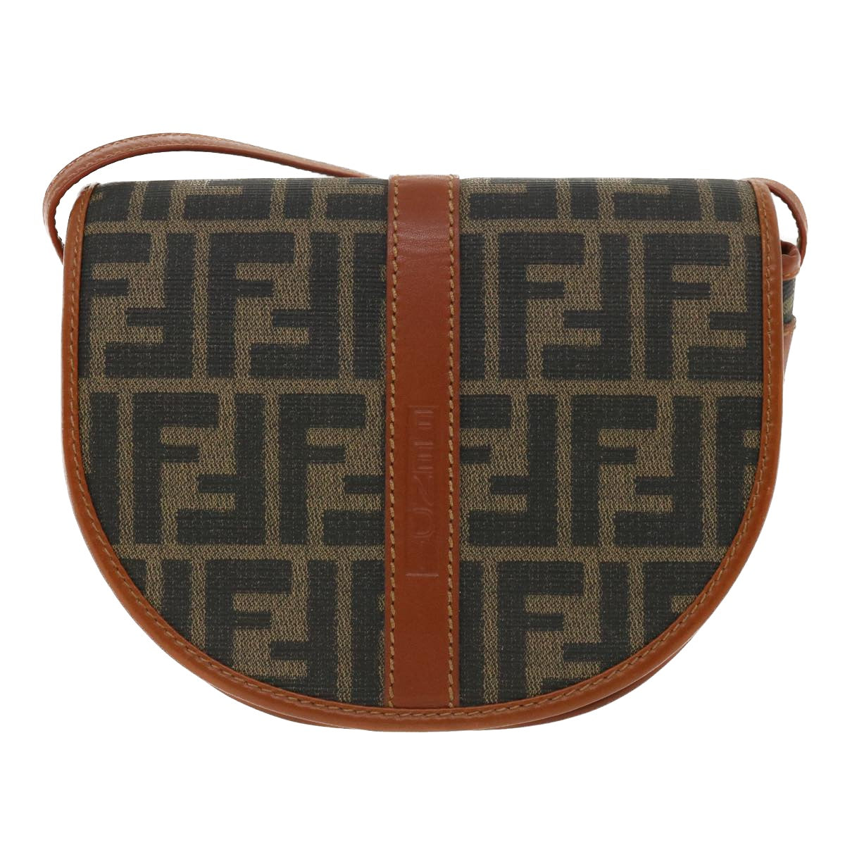 FENDI Zucca Canvas Shoulder Bag Beige Brown Auth 36725