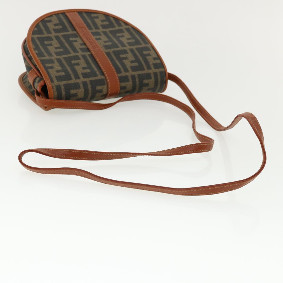 FENDI Zucca Canvas Shoulder Bag Beige Brown Auth 36725