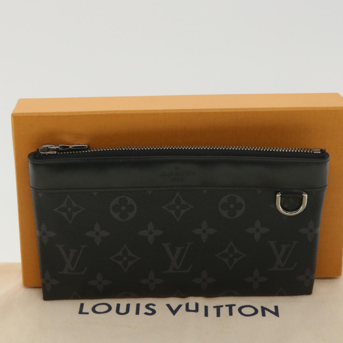 LOUIS VUITTON Monogram Eclipse Pochette Discovery PM Clutch Bag M44323 LV 36766