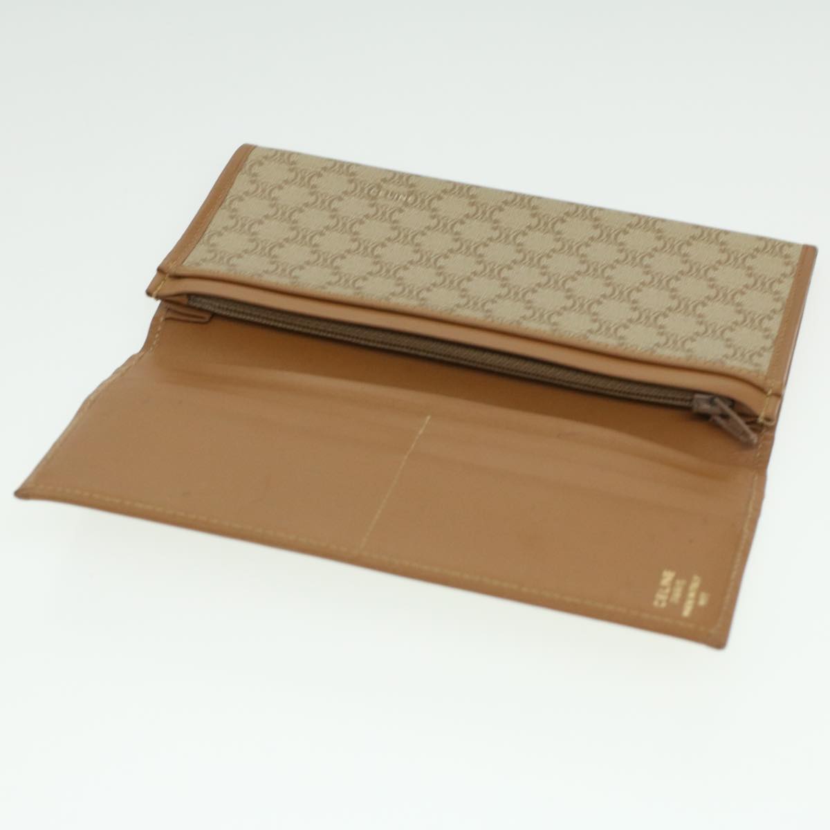 CELINE Macadam Canvas Wallet PVC Leather 3Set Brown Beige Auth 36792