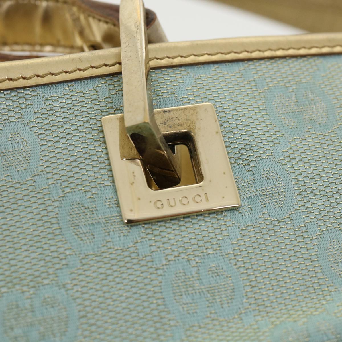 GUCCI GG Canvas Shoulder Bag Light Blue 0021099 Auth 36815