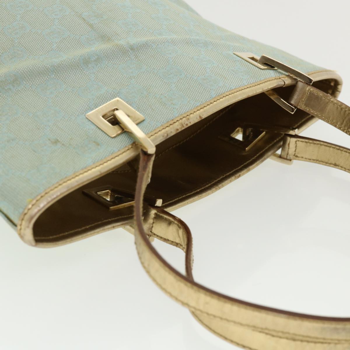 GUCCI GG Canvas Shoulder Bag Light Blue 0021099 Auth 36815