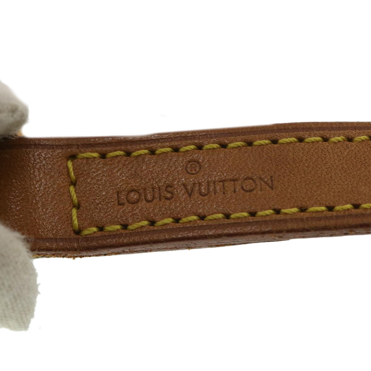 LOUIS VUITTON Shoulder Strap Leather 35.4"" Beige LV Auth 36823