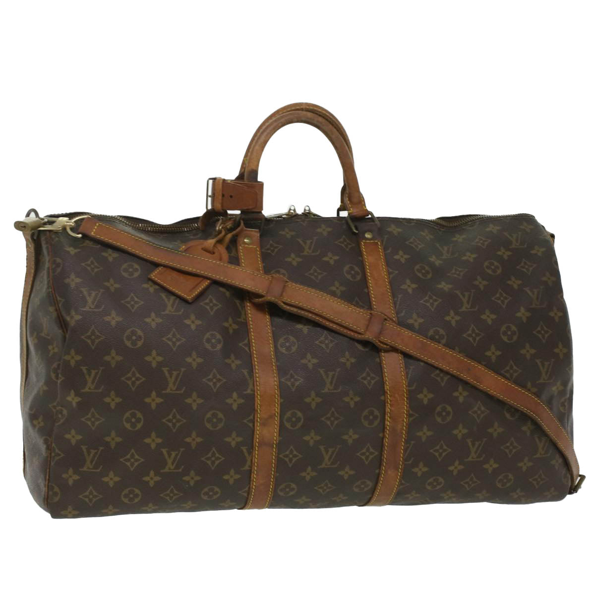 LOUIS VUITTON Monogram Keepall Bandouliere 55 Boston Bag M41414 LV Auth 36893