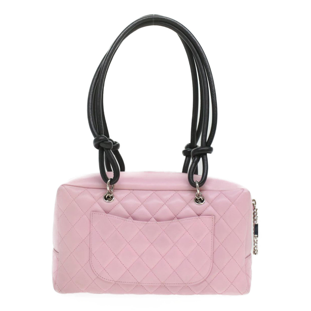 CHANEL Cambon Line Shoulder Bag Leather Pink Black CC Auth 36958 - 0
