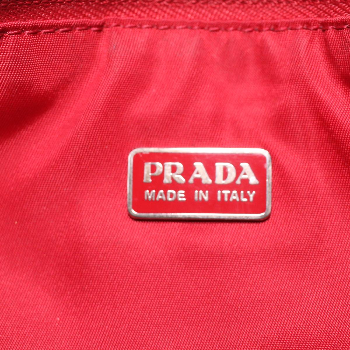 PRADA Accessory Pouch Nylon Red Auth 36972