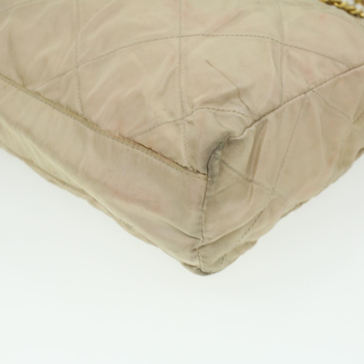 PRADA Chain Shoulder Bag Nylon Beige Auth 36975