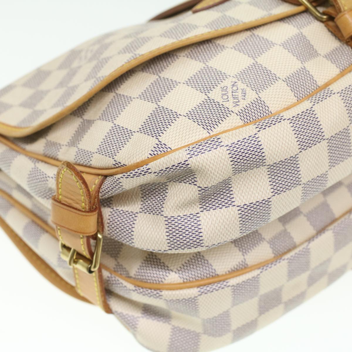 LOUIS VUITTON Damier Azur Saumur 30 Shoulder Bag N48202 LV Auth 37002