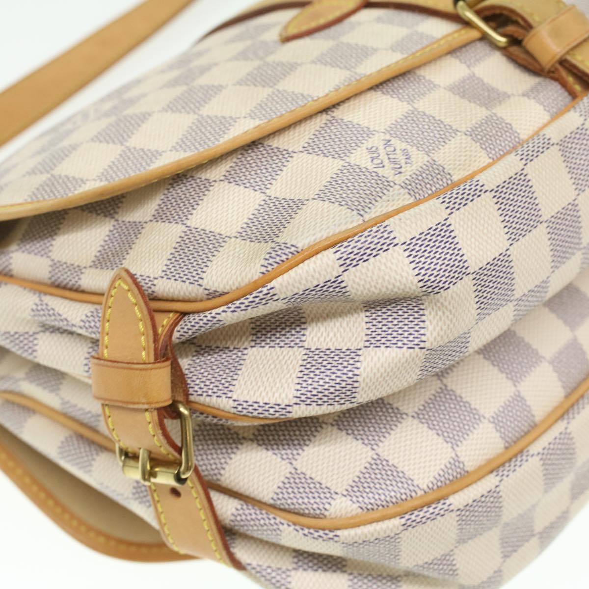 LOUIS VUITTON Damier Azur Saumur 30 Shoulder Bag N48202 LV Auth 37002