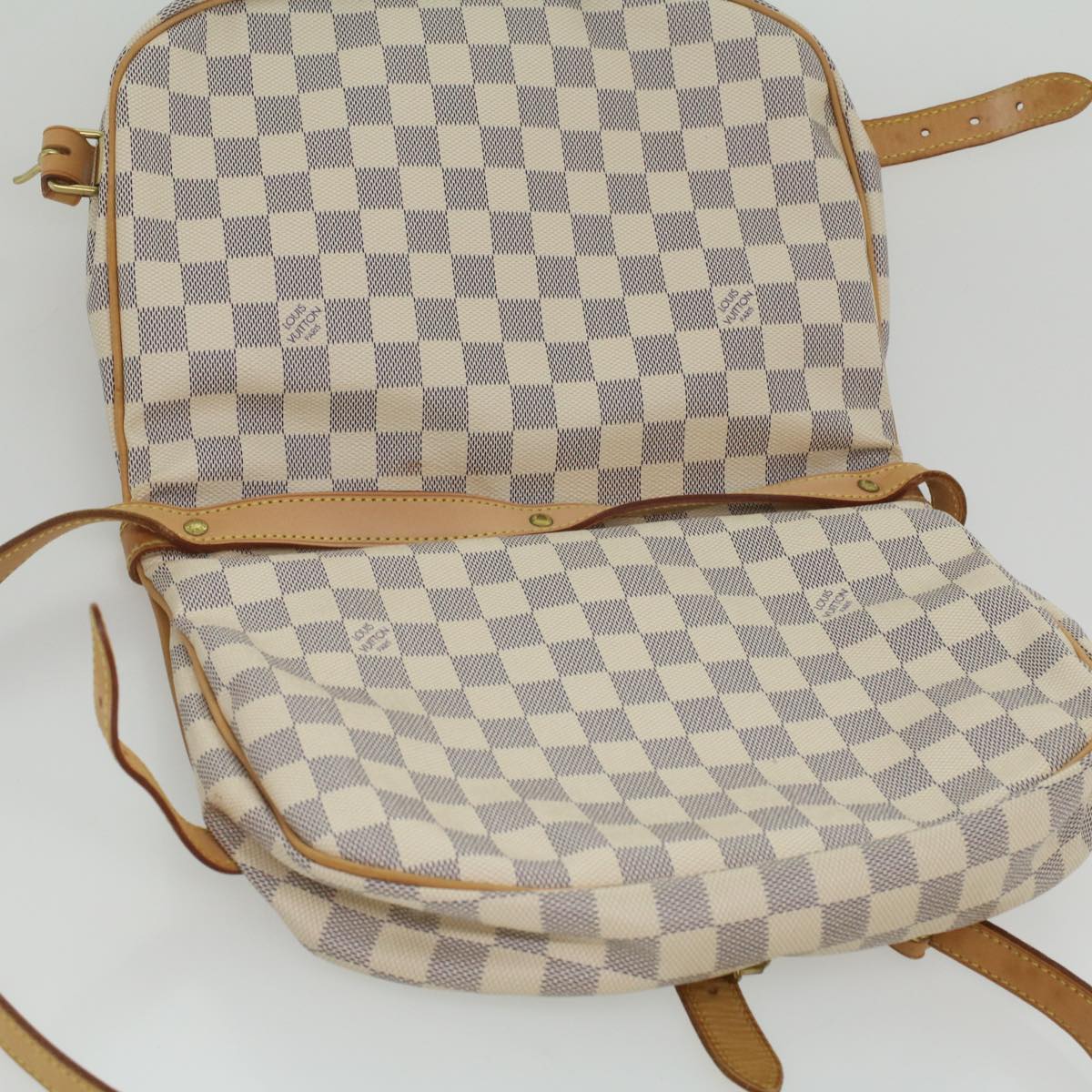 LOUIS VUITTON Damier Azur Saumur 30 Shoulder Bag N48202 LV Auth 37002