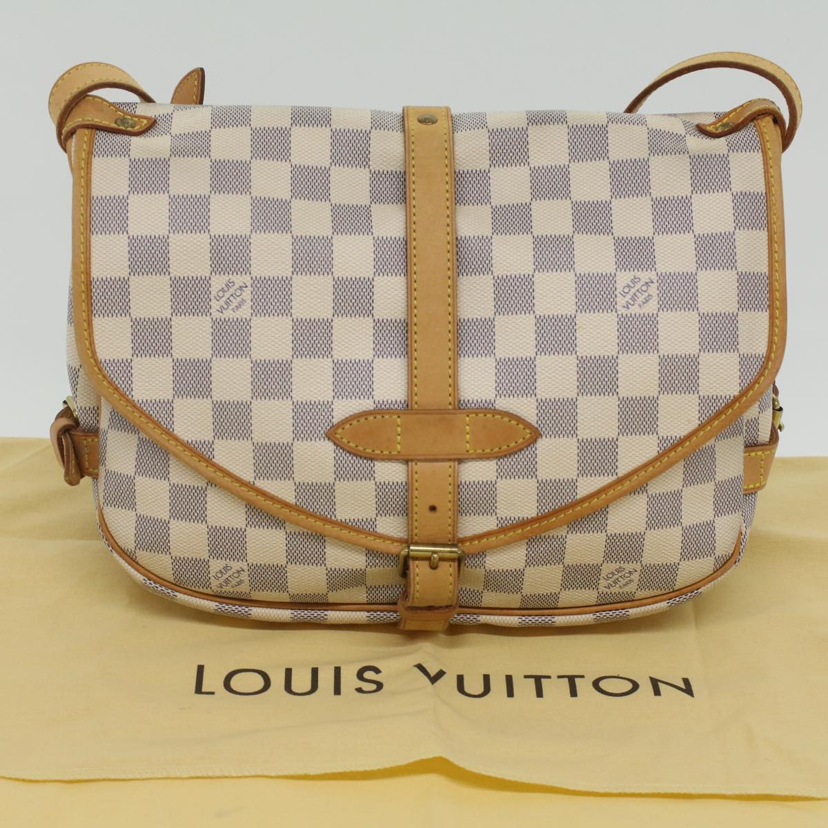 LOUIS VUITTON Damier Azur Saumur 30 Shoulder Bag N48202 LV Auth 37002