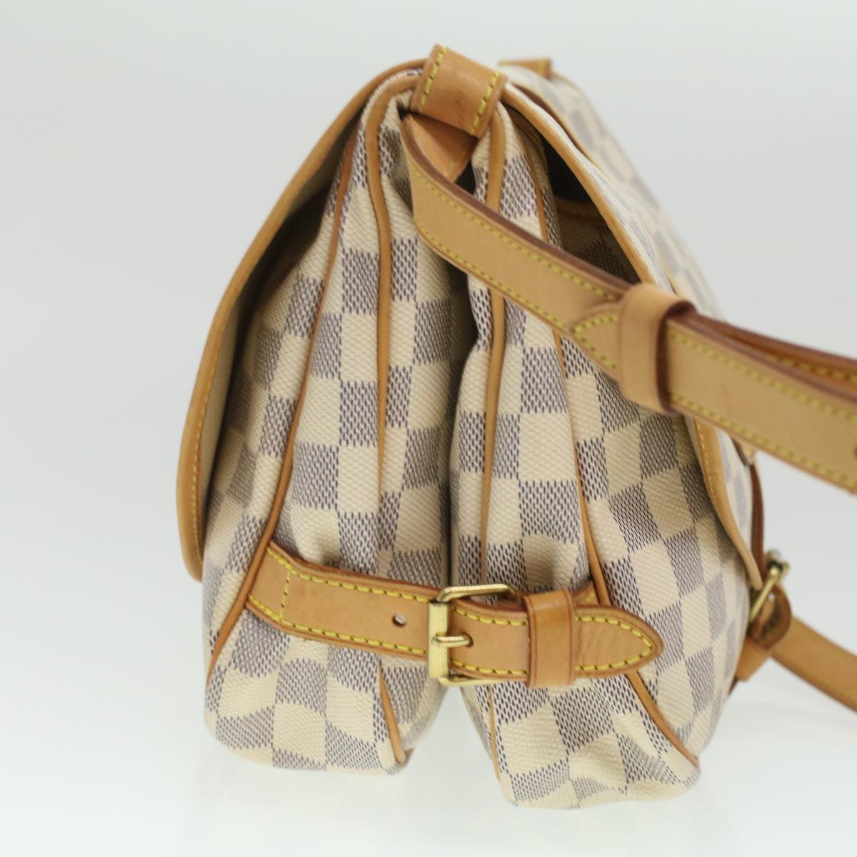 LOUIS VUITTON Damier Azur Saumur 30 Shoulder Bag N48202 LV Auth 37002