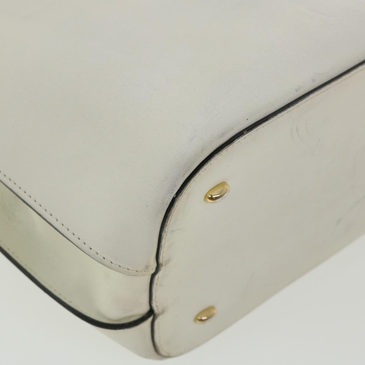 CELINE Shoulder Bag Leather White Auth 37091