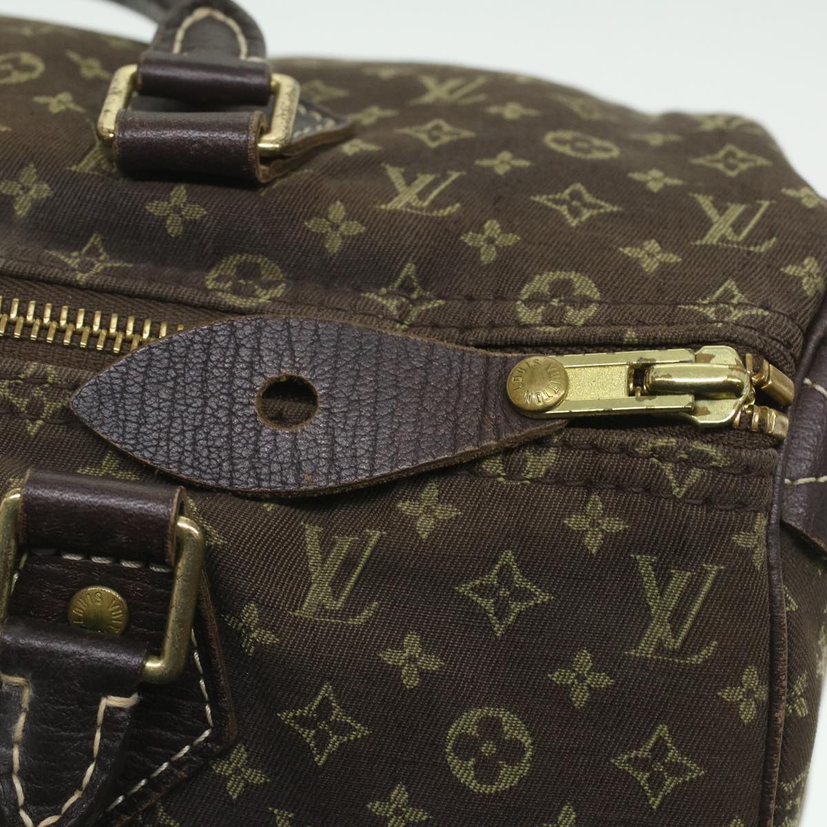 LOUIS VUITTON Monogram Mini Lin Speedy 30 Hand Bag Ebene M95224 LV Auth 37104