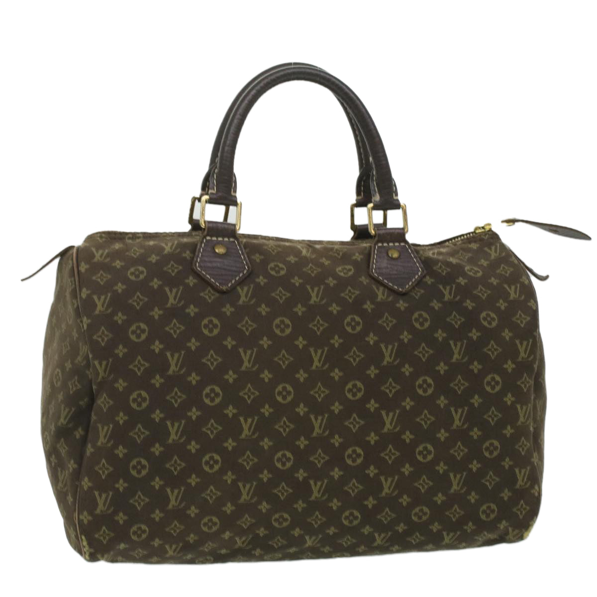 LOUIS VUITTON Monogram Mini Lin Speedy 30 Hand Bag Ebene M95224 LV Auth 37104