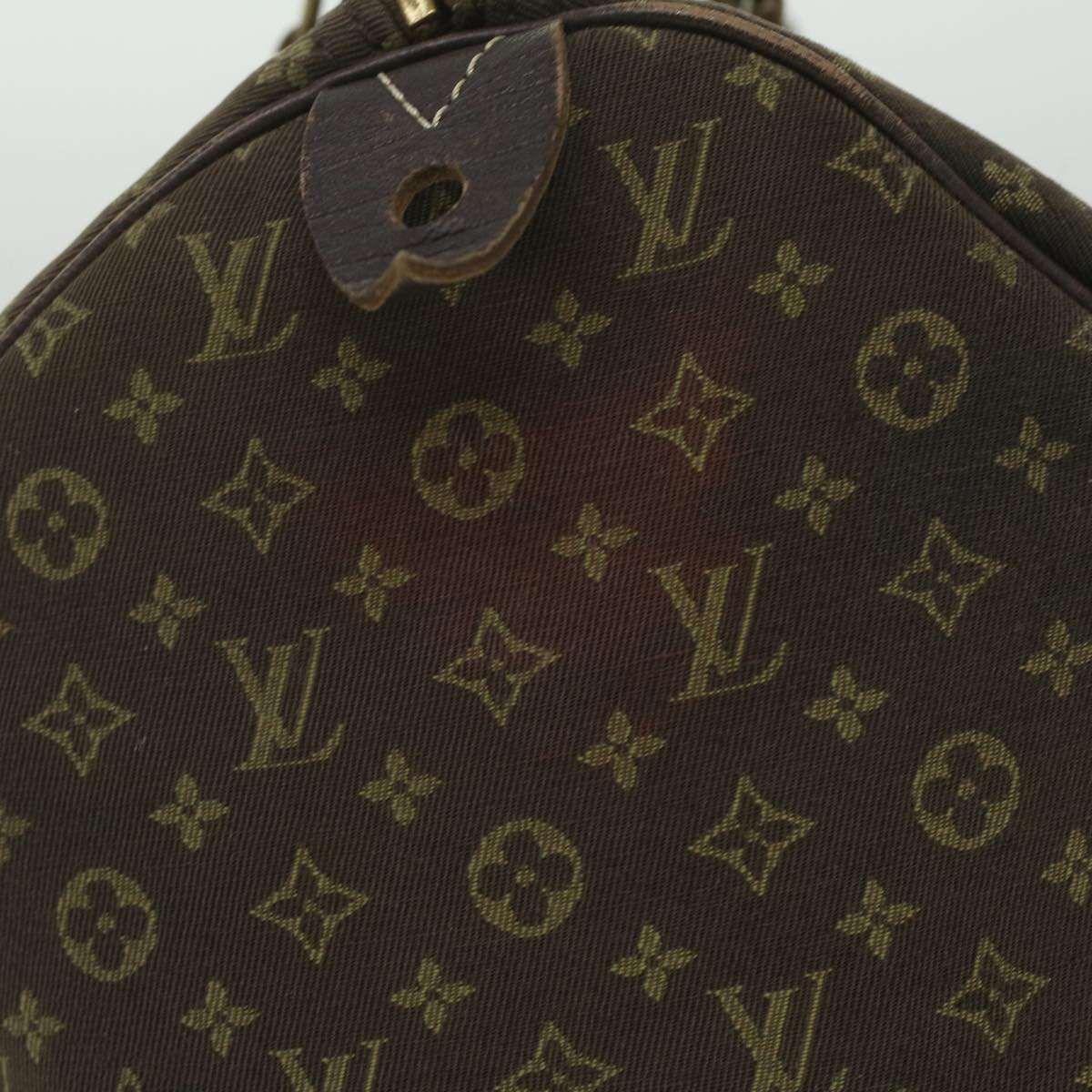 LOUIS VUITTON Monogram Mini Lin Speedy 30 Hand Bag Ebene M95224 LV Auth 37104