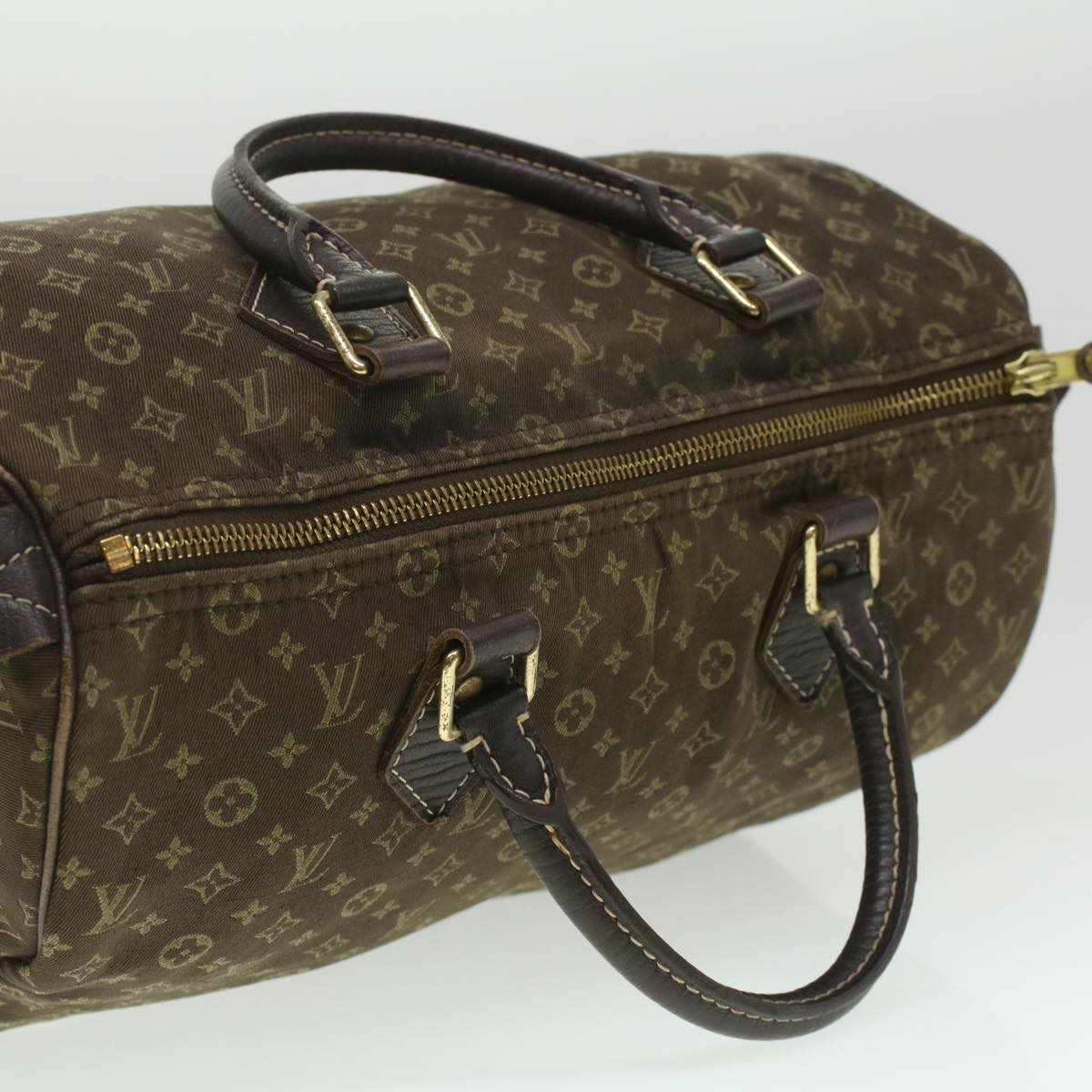 LOUIS VUITTON Monogram Mini Lin Speedy 30 Hand Bag Ebene M95224 LV Auth 37104