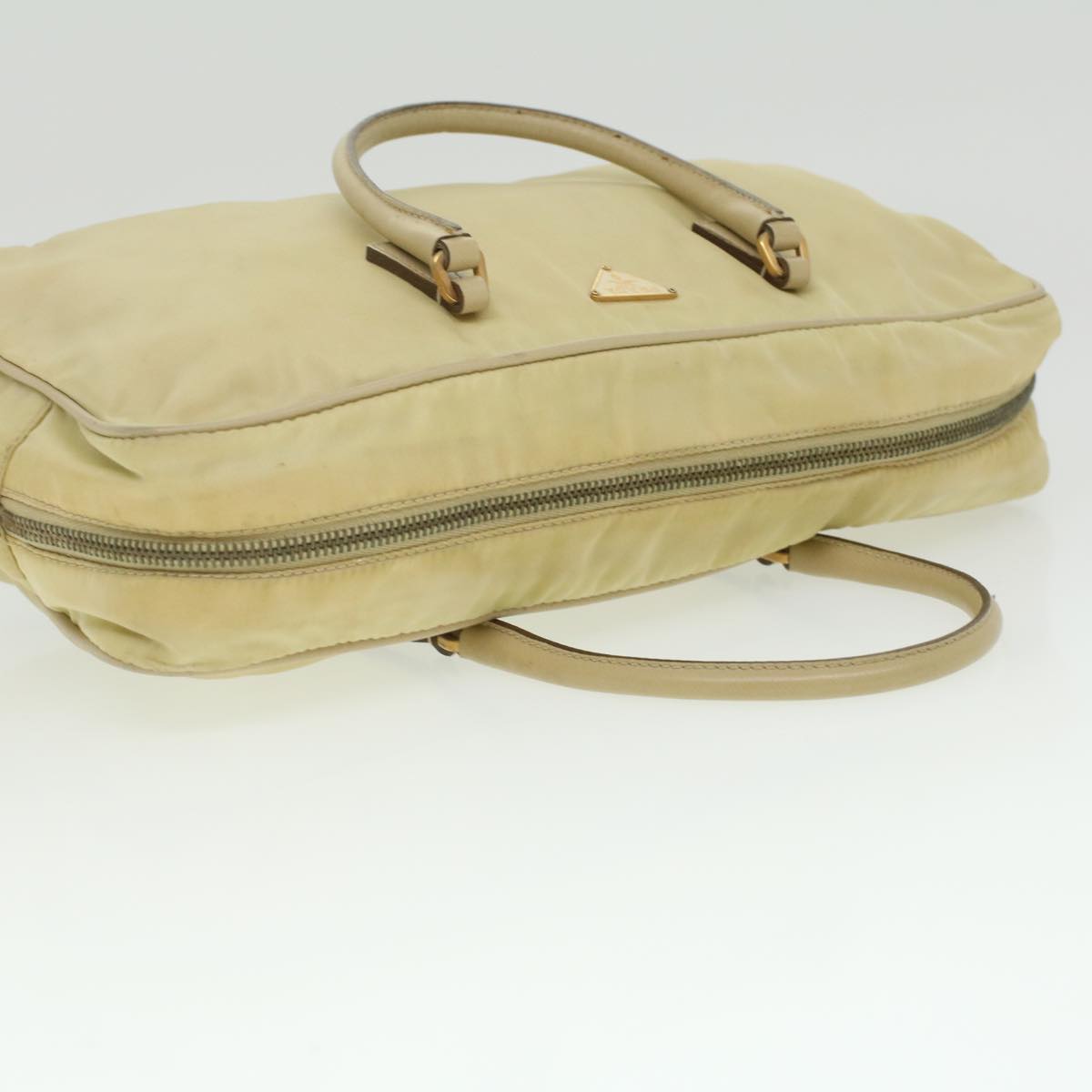 PRADA Hand Bag Nylon Beige Auth 37133