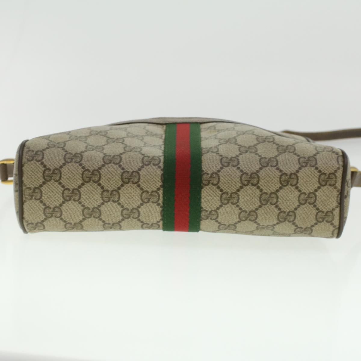 GUCCI GG Canvas Web Sherry Line Shoulder Bag Beige Red Green Auth 37155