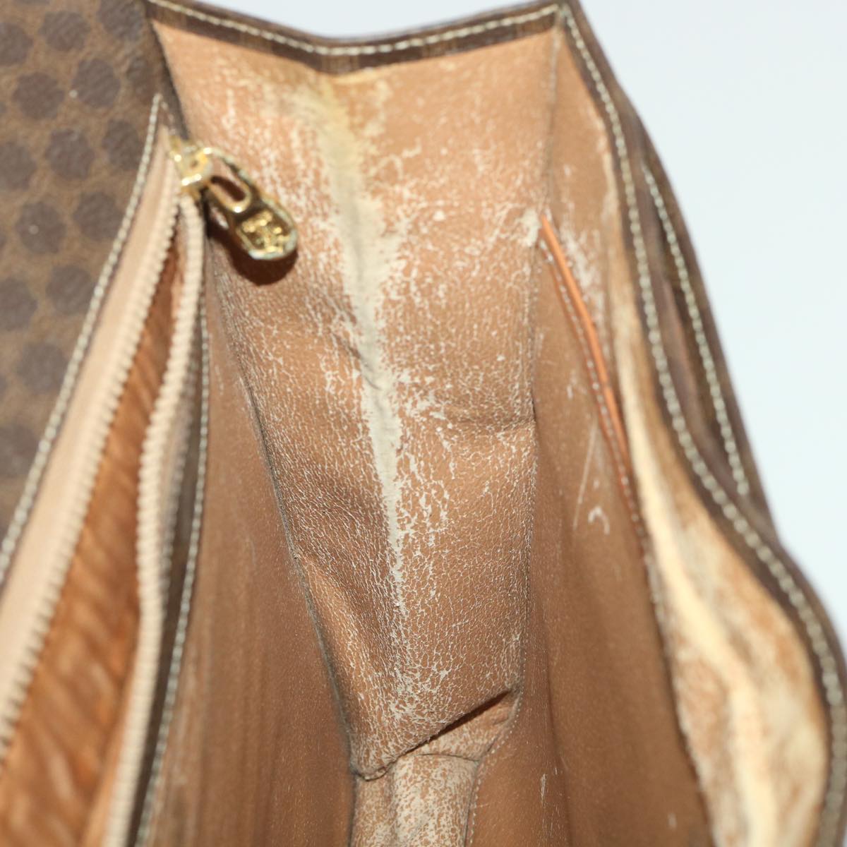 CELINE Macadam Canvas Hand Bag PVC Leather Brown Auth 37308