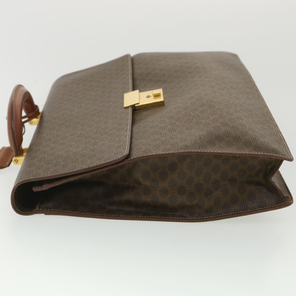 CELINE Macadam Canvas Hand Bag PVC Leather Brown Auth 37308