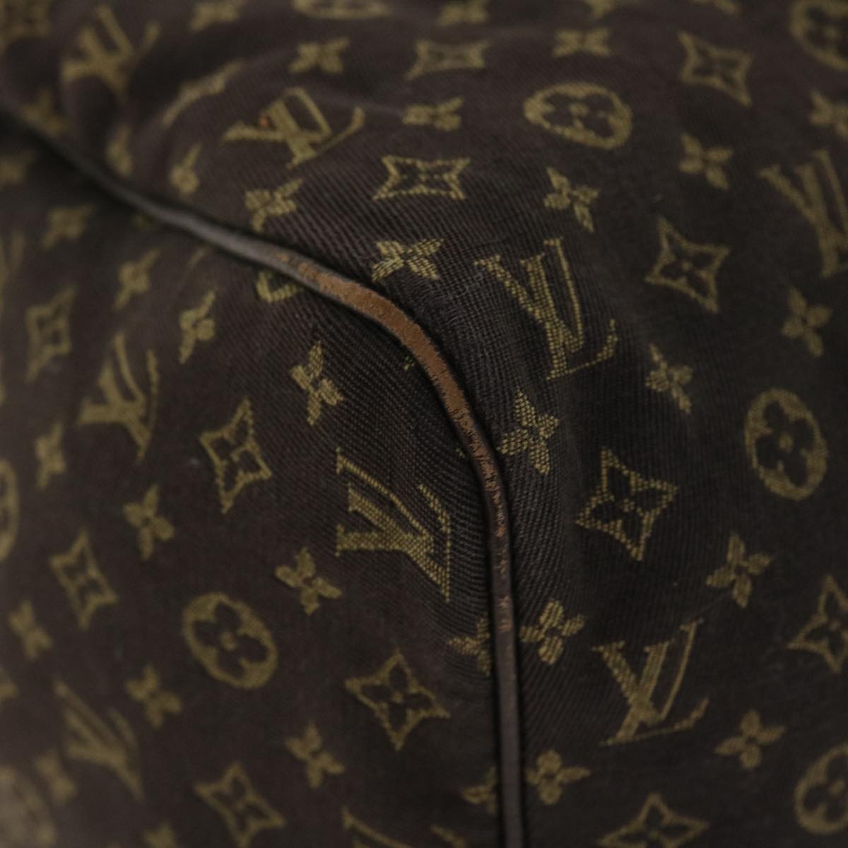 LOUIS VUITTON Monogram Mini Lin Speedy 30 Hand Bag Brown Ebene M95224 Auth 37355