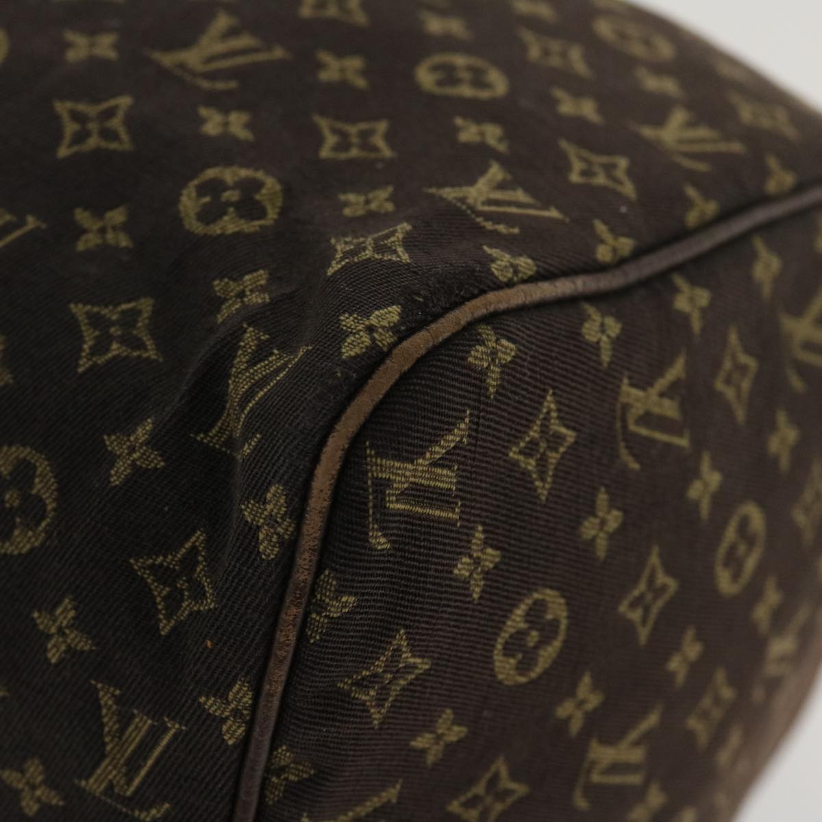 LOUIS VUITTON Monogram Mini Lin Speedy 30 Hand Bag Brown Ebene M95224 Auth 37355