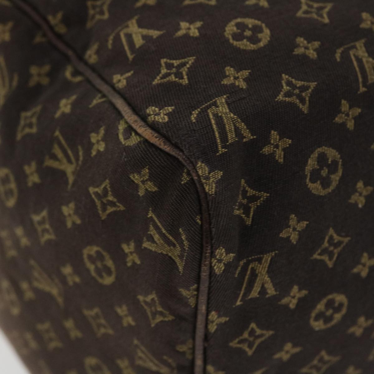 LOUIS VUITTON Monogram Mini Lin Speedy 30 Hand Bag Brown Ebene M95224 Auth 37355