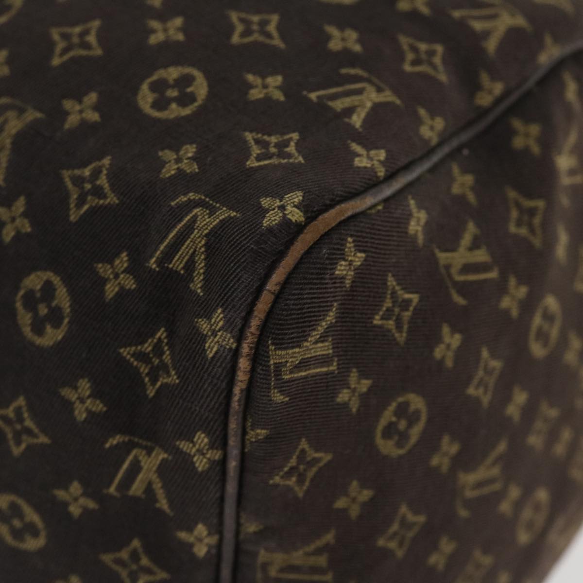 LOUIS VUITTON Monogram Mini Lin Speedy 30 Hand Bag Brown Ebene M95224 Auth 37355