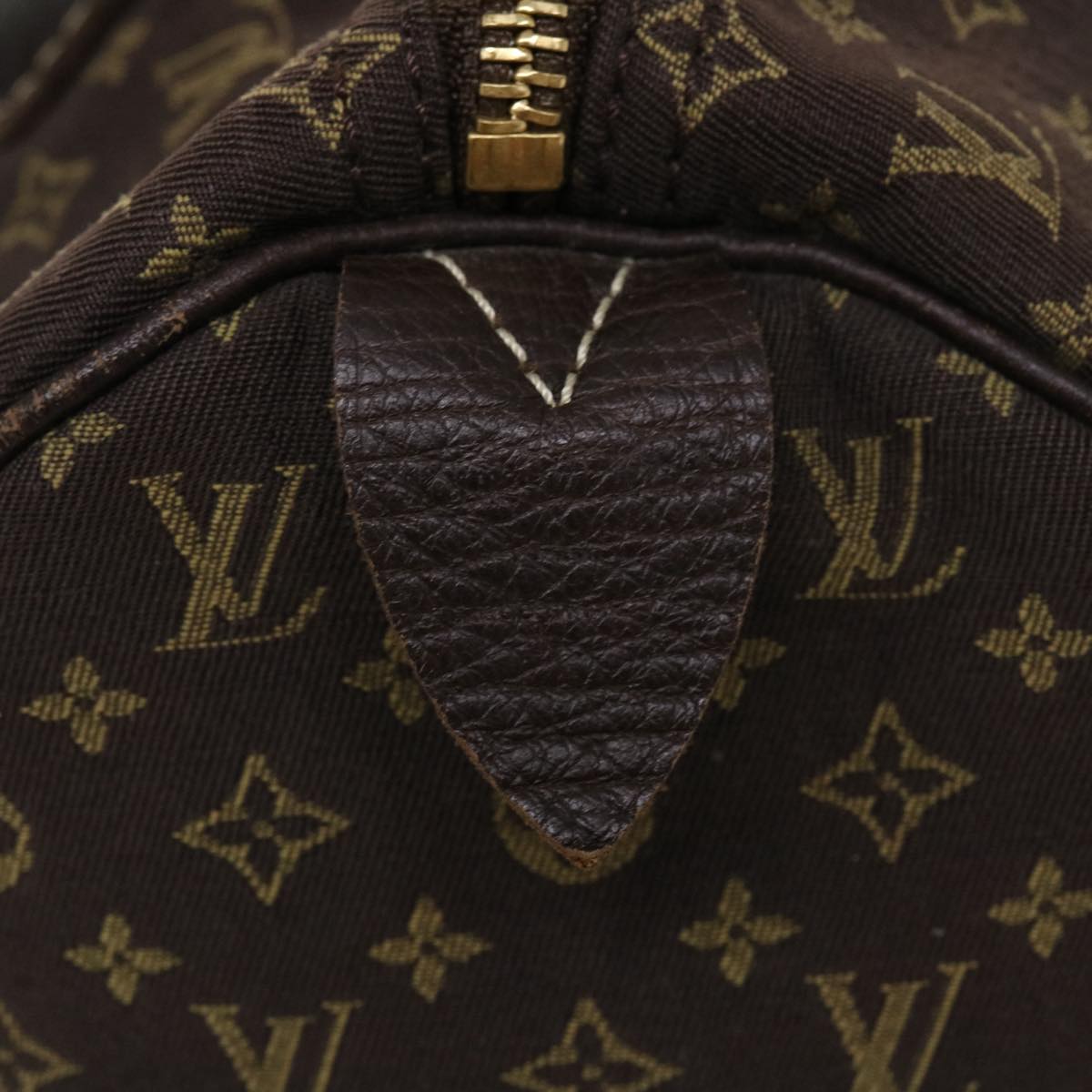 LOUIS VUITTON Monogram Mini Lin Speedy 30 Hand Bag Brown Ebene M95224 Auth 37355