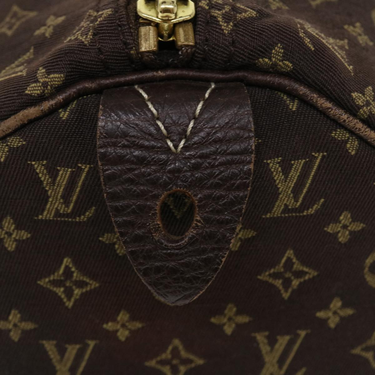 LOUIS VUITTON Monogram Mini Lin Speedy 30 Hand Bag Brown Ebene M95224 Auth 37355