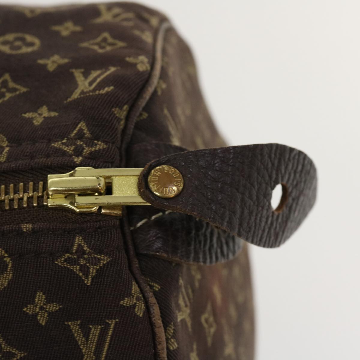 LOUIS VUITTON Monogram Mini Lin Speedy 30 Hand Bag Brown Ebene M95224 Auth 37355