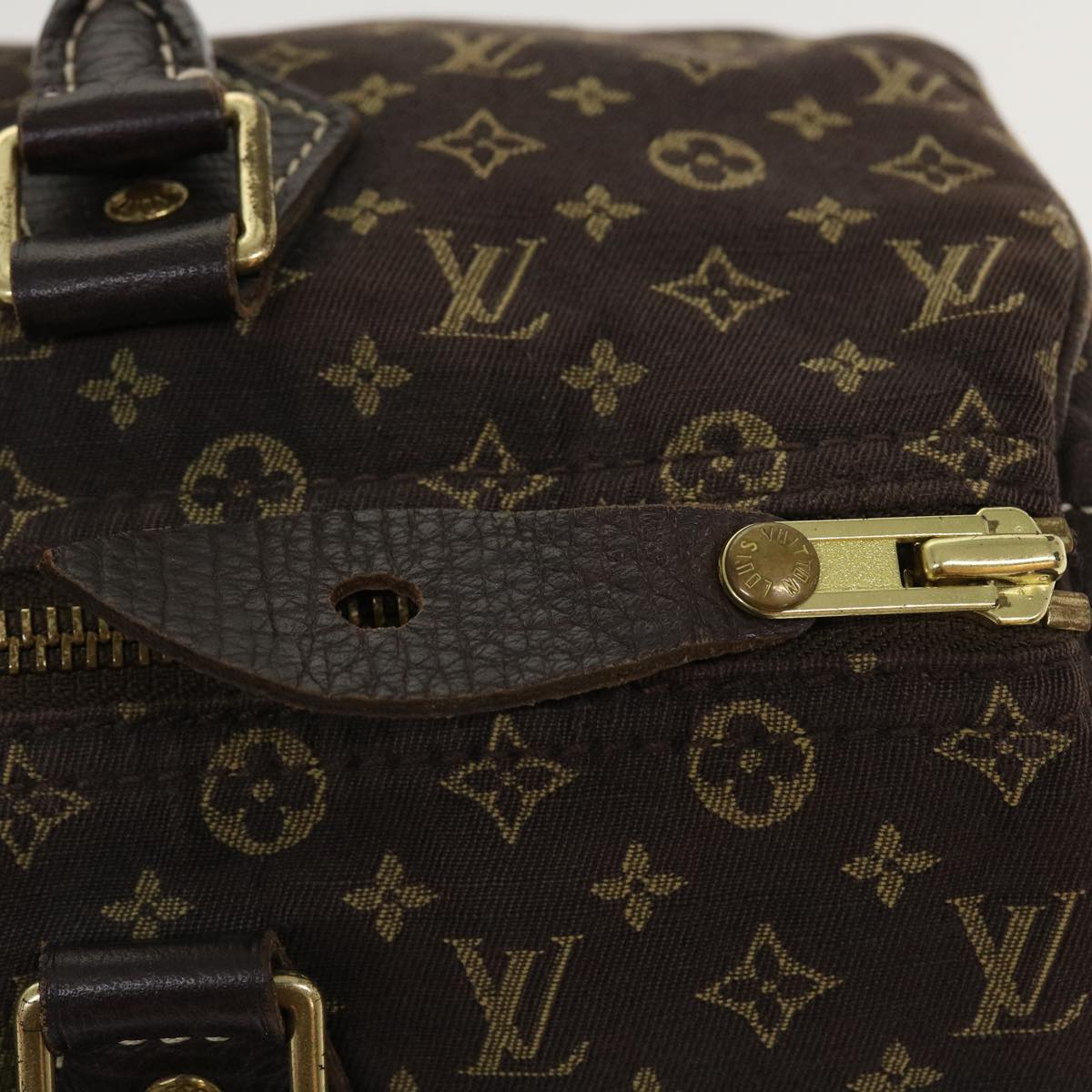 LOUIS VUITTON Monogram Mini Lin Speedy 30 Hand Bag Brown Ebene M95224 Auth 37355