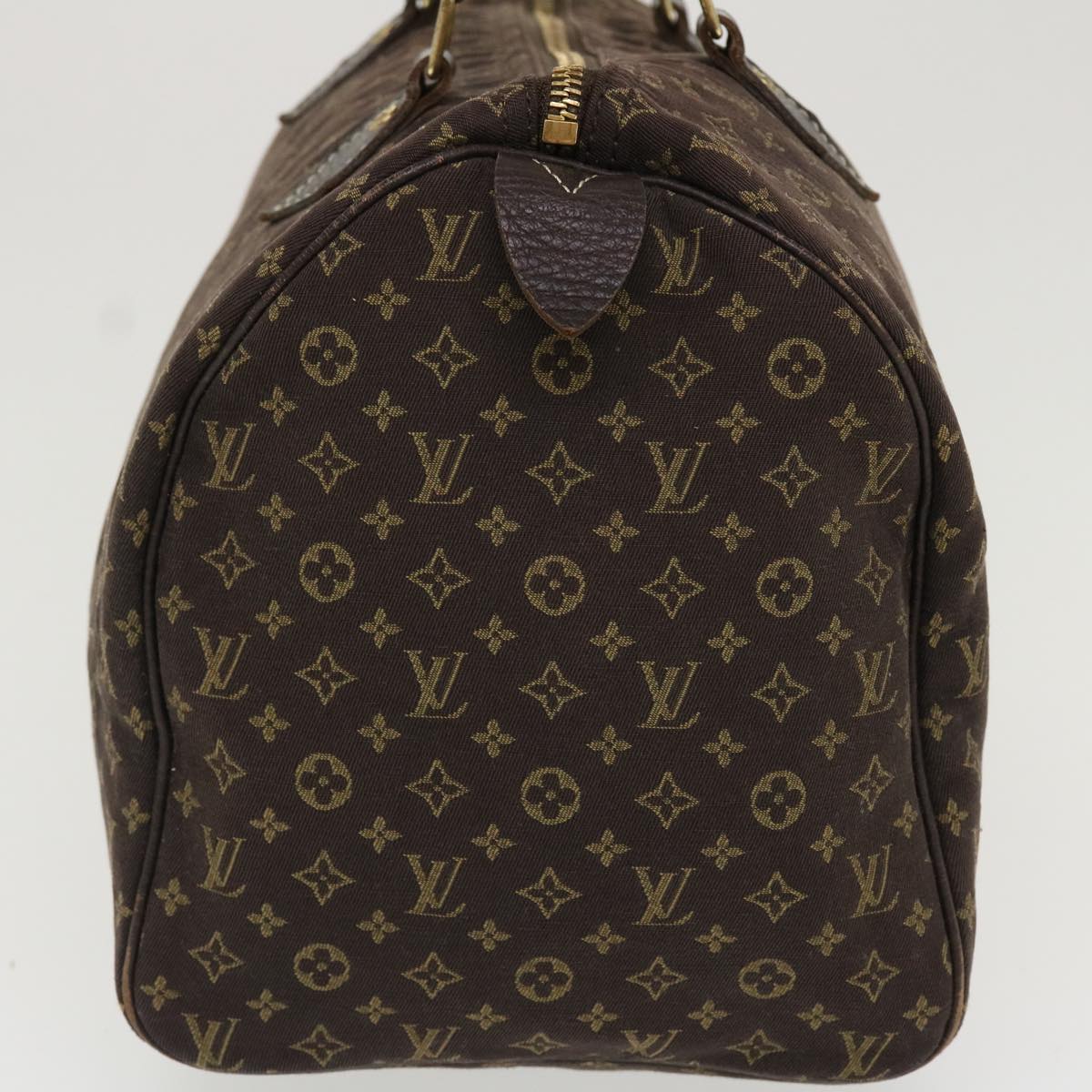 LOUIS VUITTON Monogram Mini Lin Speedy 30 Hand Bag Brown Ebene M95224 Auth 37355