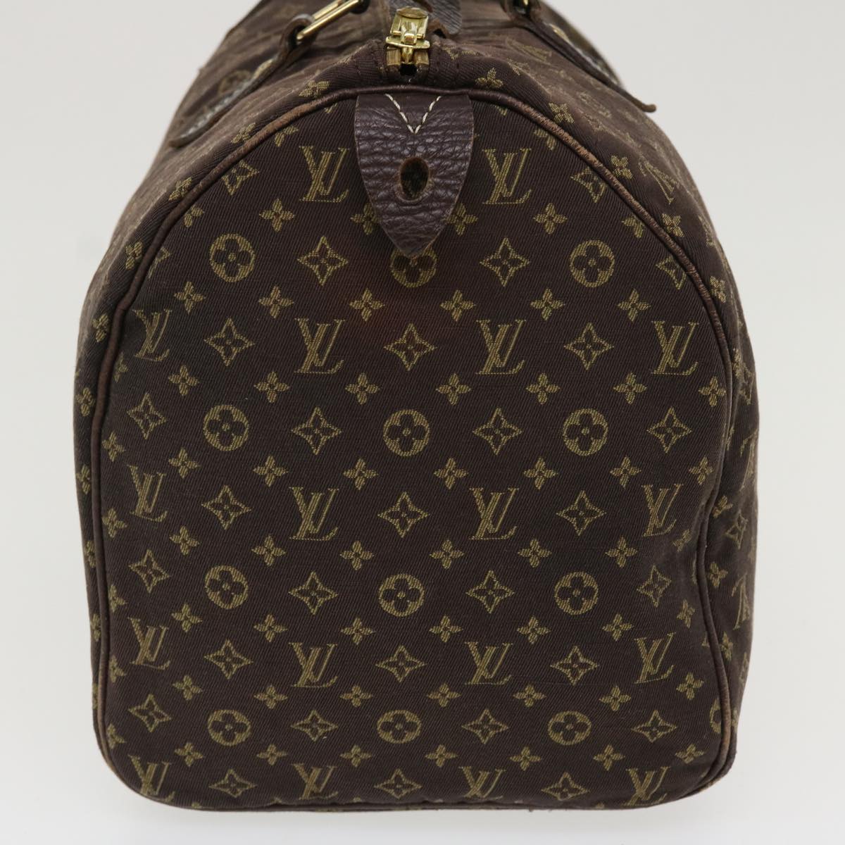 LOUIS VUITTON Monogram Mini Lin Speedy 30 Hand Bag Brown Ebene M95224 Auth 37355