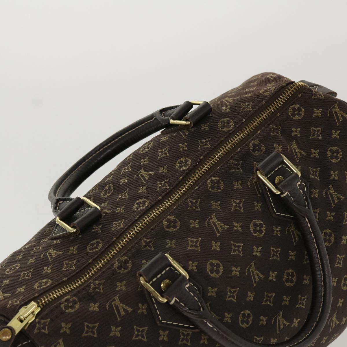 LOUIS VUITTON Monogram Mini Lin Speedy 30 Hand Bag Brown Ebene M95224 Auth 37355