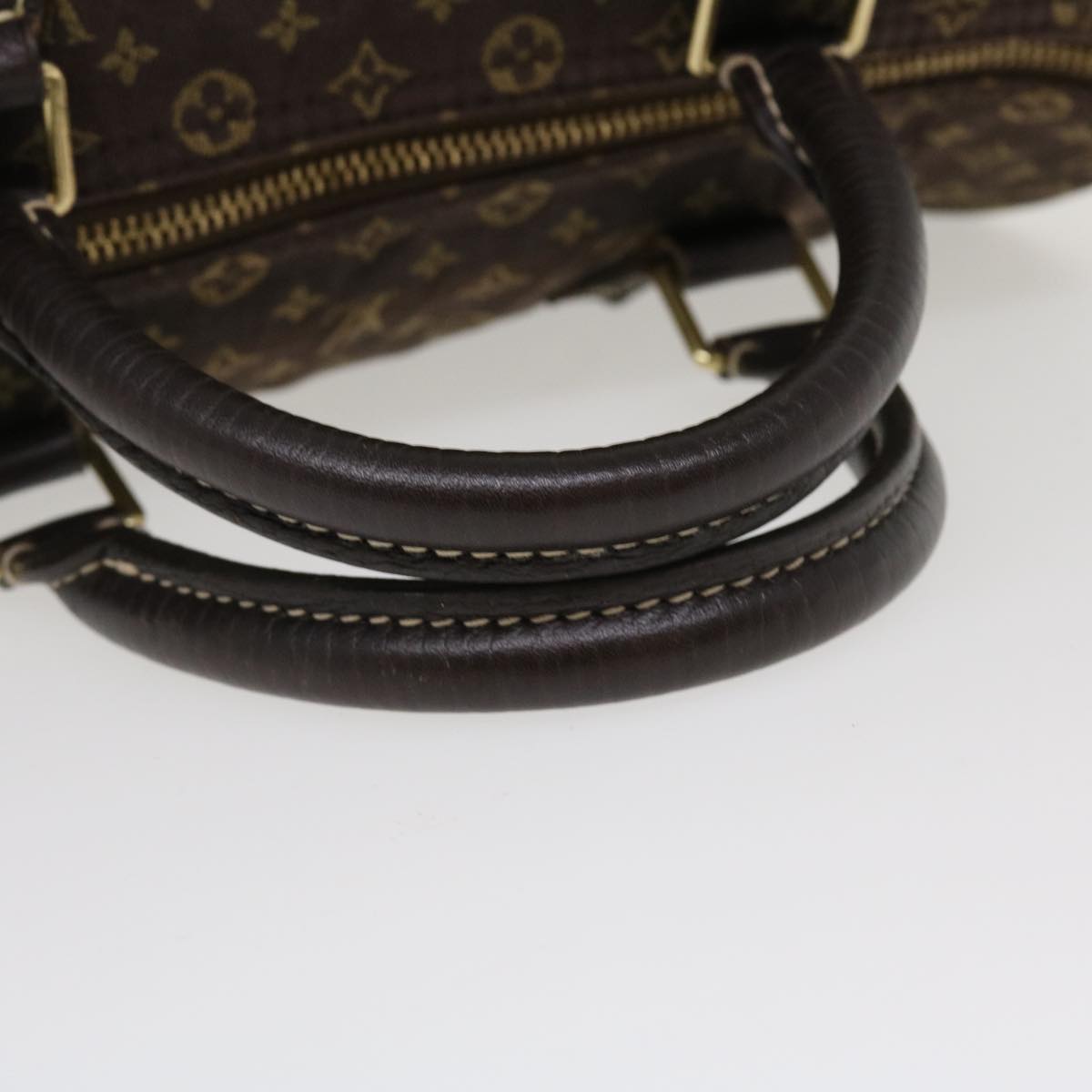 LOUIS VUITTON Monogram Mini Lin Speedy 30 Hand Bag Brown Ebene M95224 Auth 37355