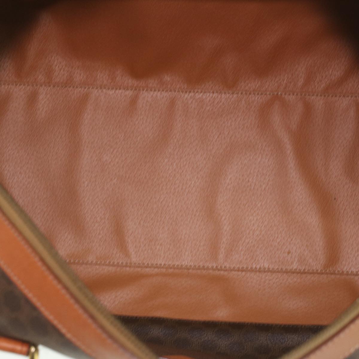 CELINE Macadam Canvas Boston Bag PVC Leather Brown Auth 37395