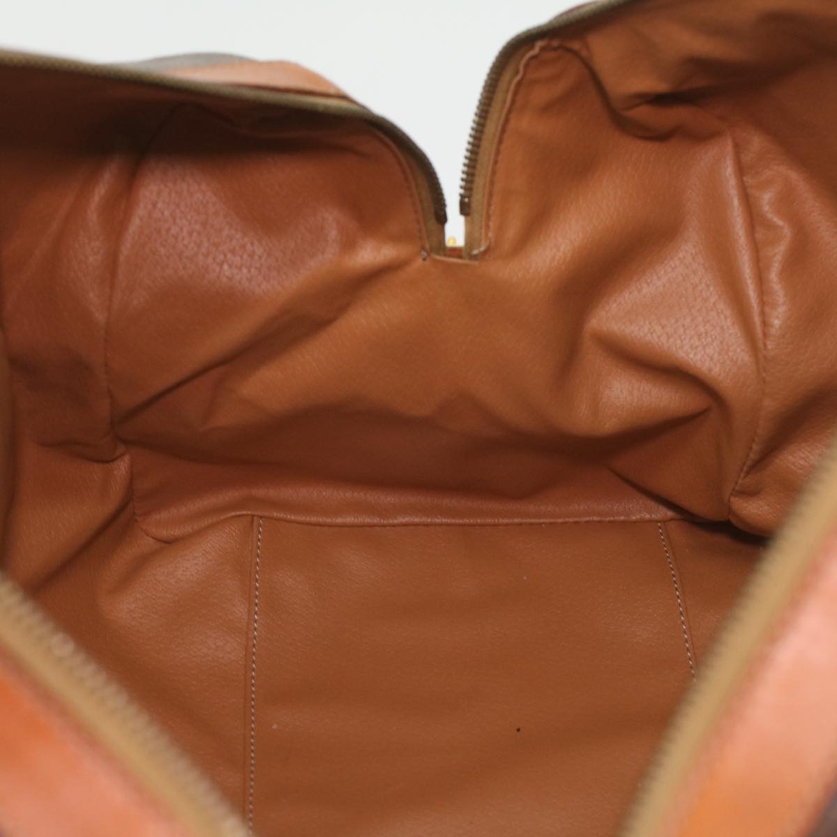 CELINE Macadam Canvas Boston Bag PVC Leather Brown Auth 37395