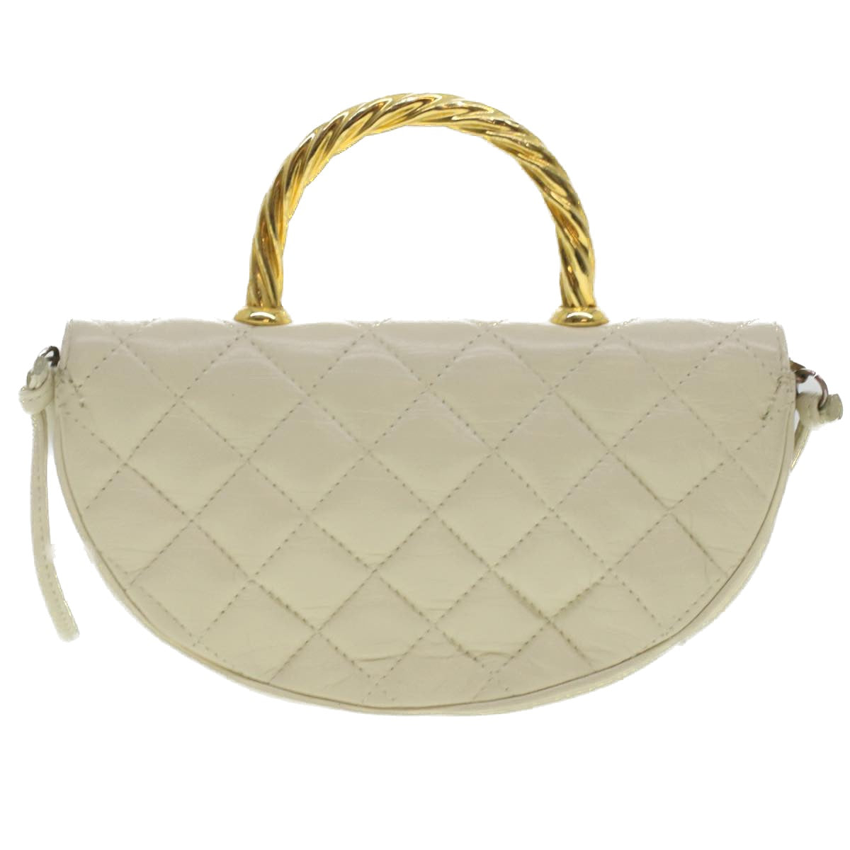 GIVENCHY Matelasse Hand Bag Leather 2way White Gold Auth 37405 - 0