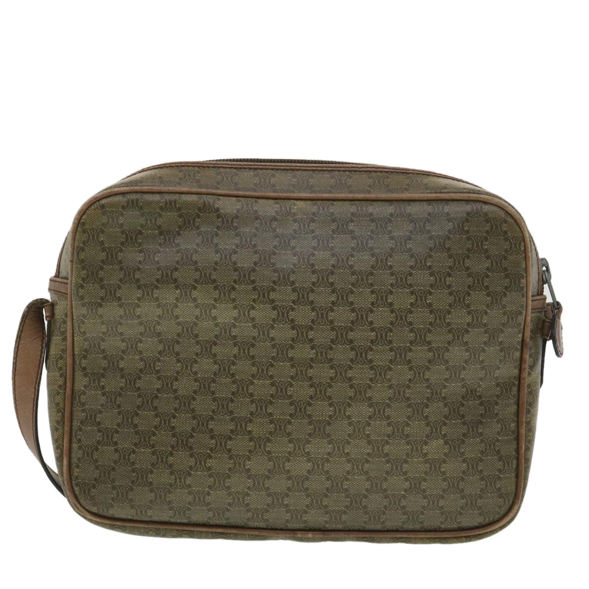 CELINE Macadam Canvas Shoulder Bag PVC Leather Beige Auth 37414 - 0
