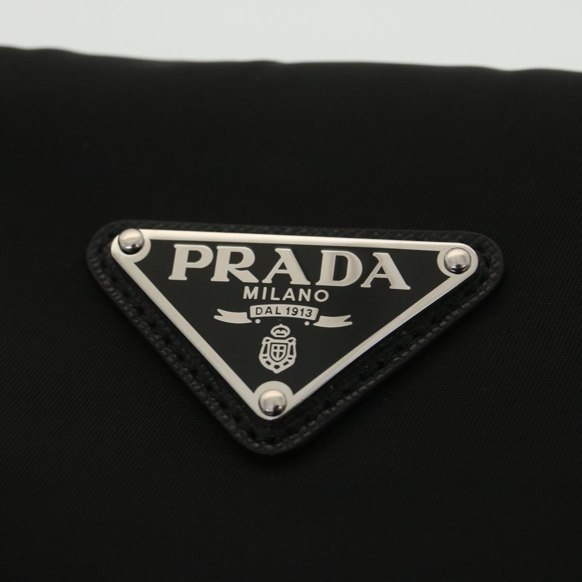 PRADA Clutch Bag Nylon Black Auth 37477