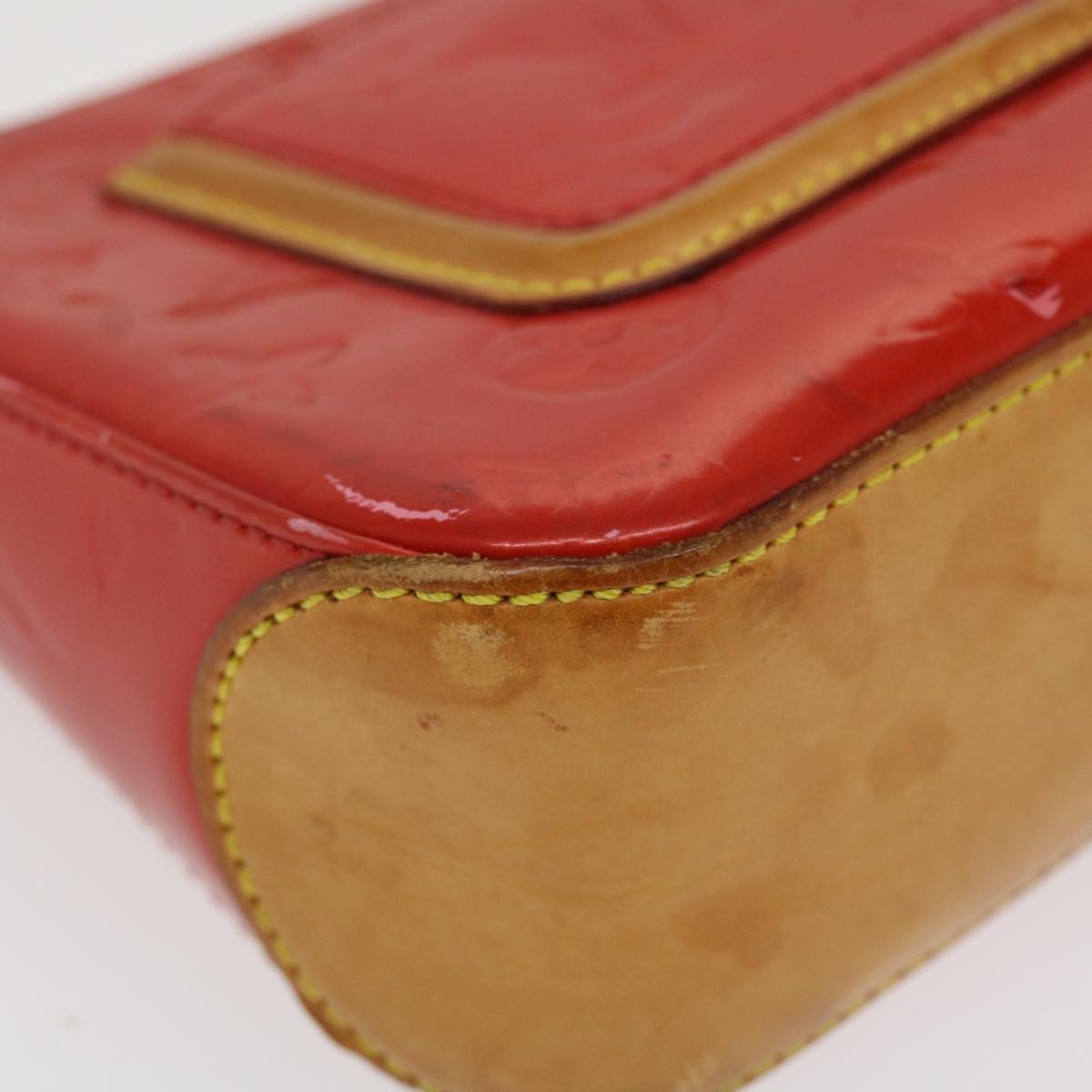 LOUIS VUITTON Monogram Vernis marly square Hand Bag Red LV Auth 37487