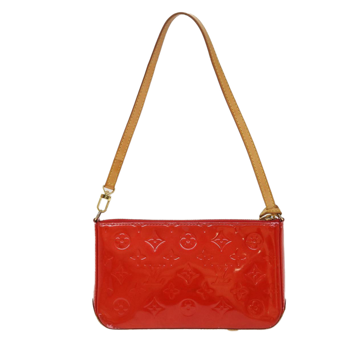 LOUIS VUITTON Monogram Vernis marly square Hand Bag Red LV Auth 37487 - 0
