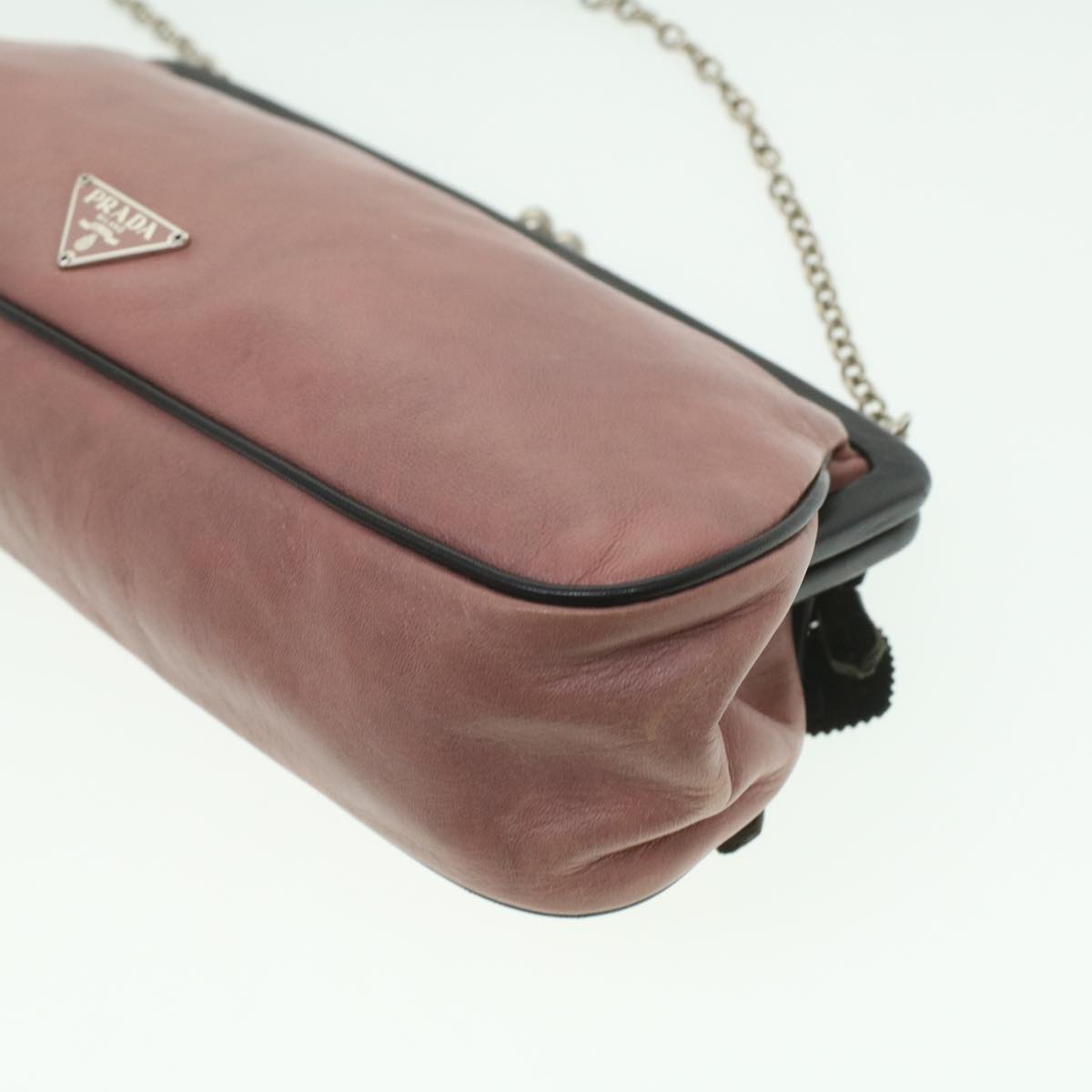 PRADA Chain Shoulder Bag Leather Pink Auth 37508